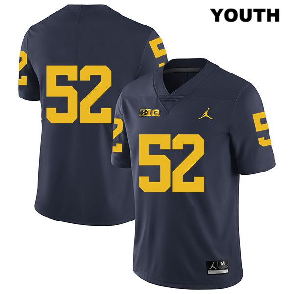 Youth NCAA Michigan Wolverines Karsen Barnhart #52 No Name Navy Jordan Brand Authentic Stitched Legend Football College Jersey CM25R75VD